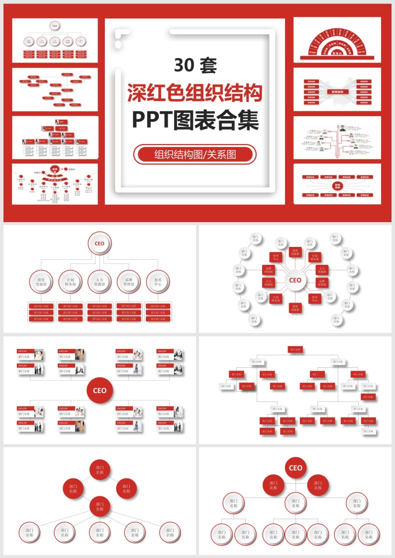 B29-30套深红色组织结构PPT图表合集.pptx