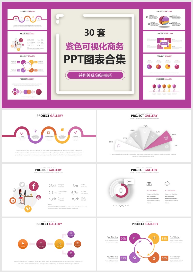 S17-30套紫色可视化商务PPT图表合集.pptx